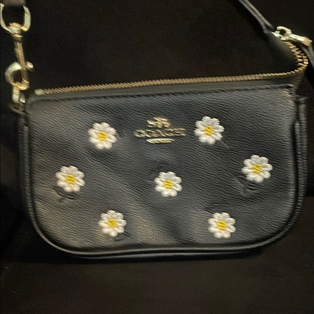 Coach Black Bag with White Floral Accents